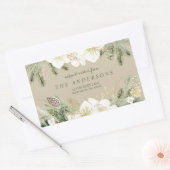 水彩フローラクリスマス差出人住所 長方形シール (封筒)