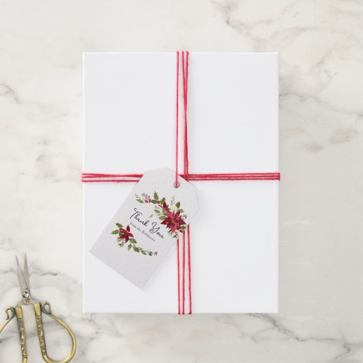 水彩フローラクリスマス ギフトタグ (より糸付き)