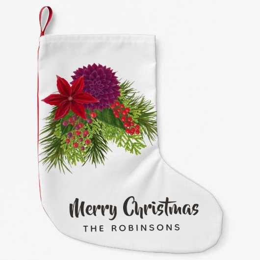 水彩フローラクリスマス スモールクリスマスストッキング (正面)