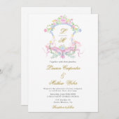 水彩フローラクレスト結婚式招待状 招待状 (正面/裏面)