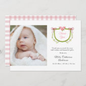 水彩フローラクレスト(弓サンキューカード付) 招待状 (正面/裏面)