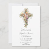 水彩フローラクロスエレガントバプテスマ 招待状 (正面)