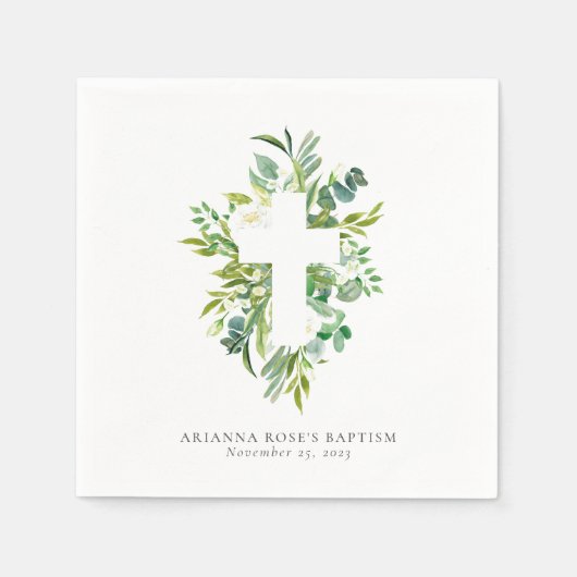 水彩フローラクロスカリーバプテスマ スタンダードカクテルナプキン (正面)