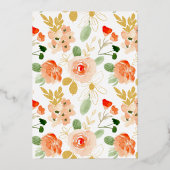 水彩フローラグリッターモダンキンセニェラ金ゴールド 箔招待状 (裏面)