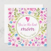 水彩フローラグリーティングネーム母の日 招待状 (正面/裏面)