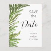 水彩フローラグリーンファ葉ーン インビテーションポストカード (正面)