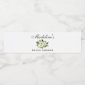 水彩フローラグリーンホワイトブライダルシャワー ペットボトルラベル (シングルラベル)