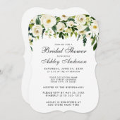 水彩フローラグリーンホワイトブライダルシャワーB 招待状 (正面/裏面)