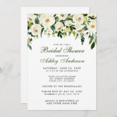 水彩フローラグリーンホワイトブライダルシャワーGS 招待状 (正面/裏面)