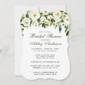 水彩フローラグリーンホワイトブライダルシャワーGSB 招待状 (正面)
