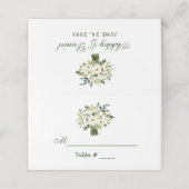 水彩フローラグリーンホワイトブーケ結婚ーズ プレイスカード (外部開封)