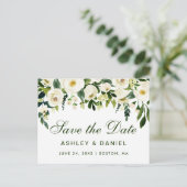 水彩フローラグリーンホワイト日付を保存GS 案内ポストカード (スタンド正面)