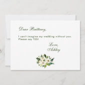 水彩フローラグリーンホワイト結婚ズのブライドメイドG 招待状 (裏面)