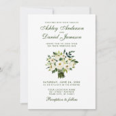 水彩フローラグリーンホワイト結婚ズブーケGB 招待状 (正面)