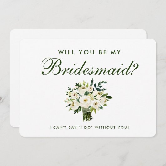 水彩フローラグリーンホワイト結婚ズ花嫁B 招待状 (正面/裏面)