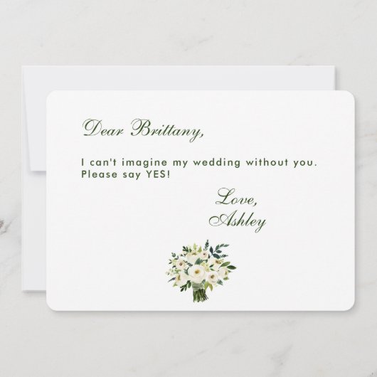 水彩フローラグリーンホワイト結婚ズ花嫁B 招待状 (裏面)