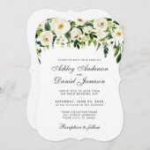 水彩フローラグリーンホワイト結婚式招待状B 招待状 (正面/裏面)