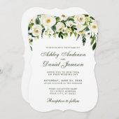 水彩フローラグリーンホワイト結婚式招待状S 招待状 (正面/裏面)
