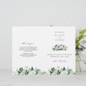 水彩フローラグリーン折り畳み結婚式 プログラム (スタンド正面)