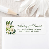 水彩フローラグリーン結婚差出人住所 ラベル (インサイチュ)