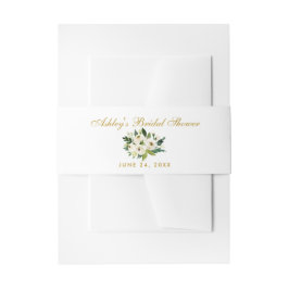 水彩フローラグリーン金ゴールドブライダルシャワー 招待状ベリーバンド