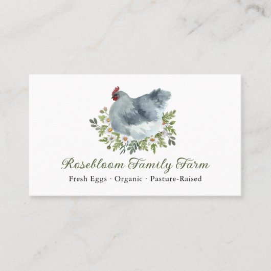 水彩フローラグレーチキンヘンファームフレッシュエッグ 名刺 (正面)