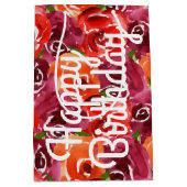 水彩フローラコラージュハッピーバースデー ミディアムペーパーバッグ (正面)