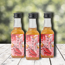 水彩フローラコラージュブライダルシャワーミニ リキュールボトルラベル