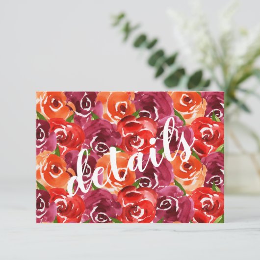 水彩フローラコラージュ結婚ズゲスト詳細 エンクロージャーカード (スタンド正面)