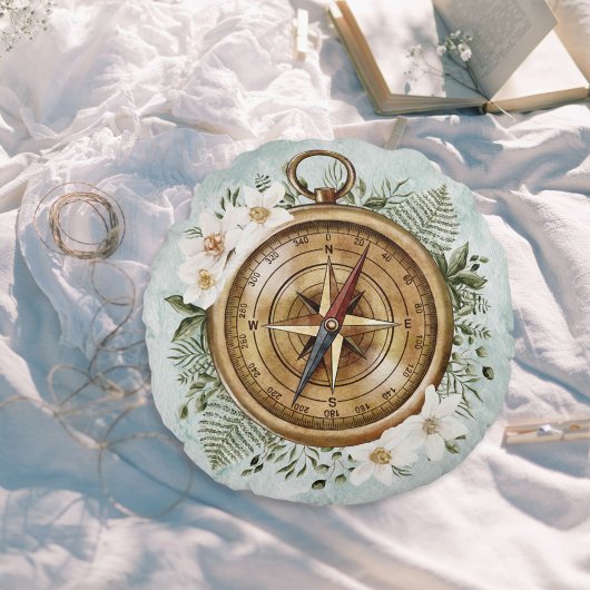 水彩フローラコンパスキッズ子供部屋 ラウンドクッション