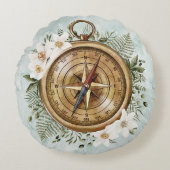 水彩フローラコンパスキッズ子供部屋 ラウンドクッション (正面)