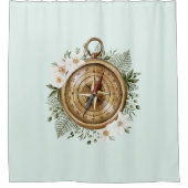 水彩フローラコンパスシャワーカーテン シャワーカーテン (正面)