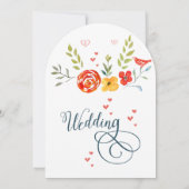 水彩フローラコーラルイエローグリーンブルー結婚ズ 招待状 (裏面)