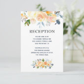 水彩フローラコーラルネイビーウェディングレセプション エンクロージャーカード (スタンド正面)