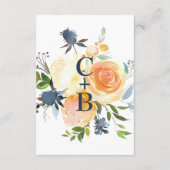 水彩フローラコーラルネイビーウェディングレセプション エンクロージャーカード (裏面)