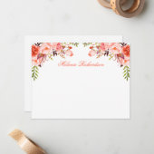 水彩フローラコーラルパーソナライズされた ノートカード (正面/裏面インサイチュ)