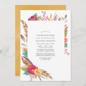 水彩フローラサファリお祝いの写真 招待状 (正面/裏面)