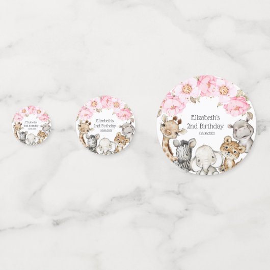 水彩フローラサファリアニマルズ牡丹誕生日 コンフェッティ (正面)