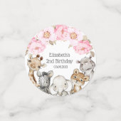 水彩フローラサファリアニマルズ牡丹誕生日 コンフェッティ (スモール正面)