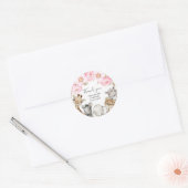 水彩フローラサファリアニマルズ牡丹誕生日Cl ラウンドシール (封筒)