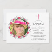 水彩フローラサファリバプテスマまたは《キリスト教》洗礼式や命名式 招待状 (正面)