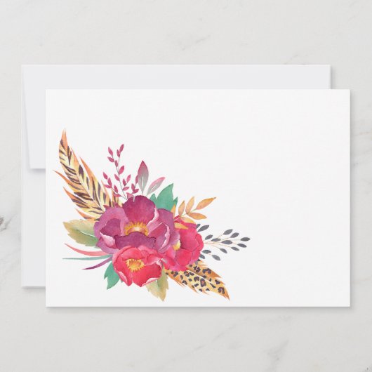 水彩フローラサファリバプテスマまたは《キリスト教》洗礼式や命名式 招待状 (裏面)