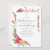 水彩フローラサファリファースト・ホリー・コミュニオン 招待状 (正面)