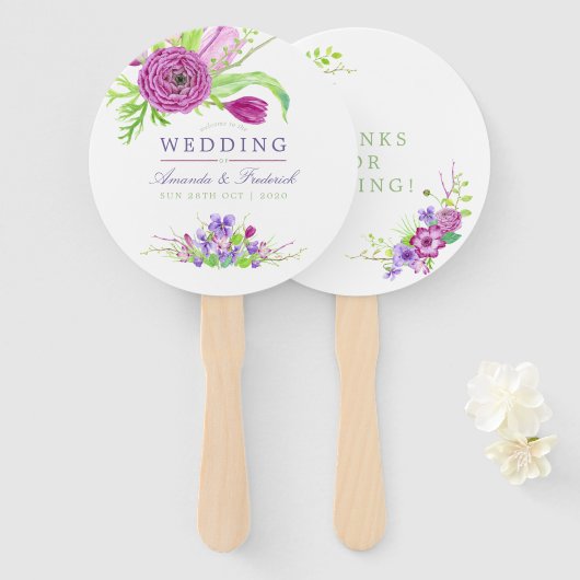 水彩フローラサマー結婚ズ ハンドファン (正面&裏面)