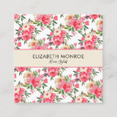 水彩フローラサロン美容師メイクアップアーティスト スクエア名刺 (正面)