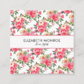 水彩フローラサロン美容師メイクアップアーティスト スクエア名刺 (正面)