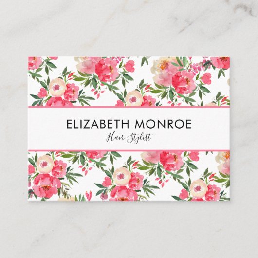 水彩フローラサロン美容師メイクアップアーティスト 名刺 (正面)