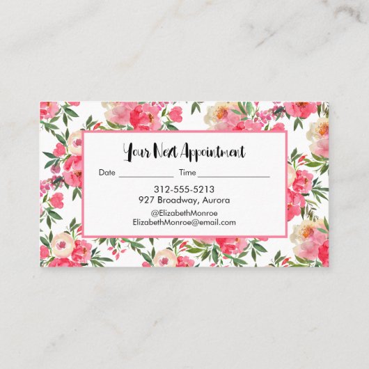 水彩フローラサロン美容師メイクアップアーティスト 名刺 (裏面)