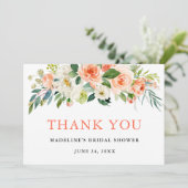 水彩フローラサンゴブライダルシャワー サンキューカード (スタンド正面)