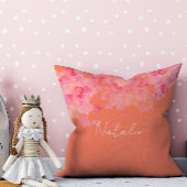 水彩フローラサンゴ鮭の名前装飾用クッション クッション